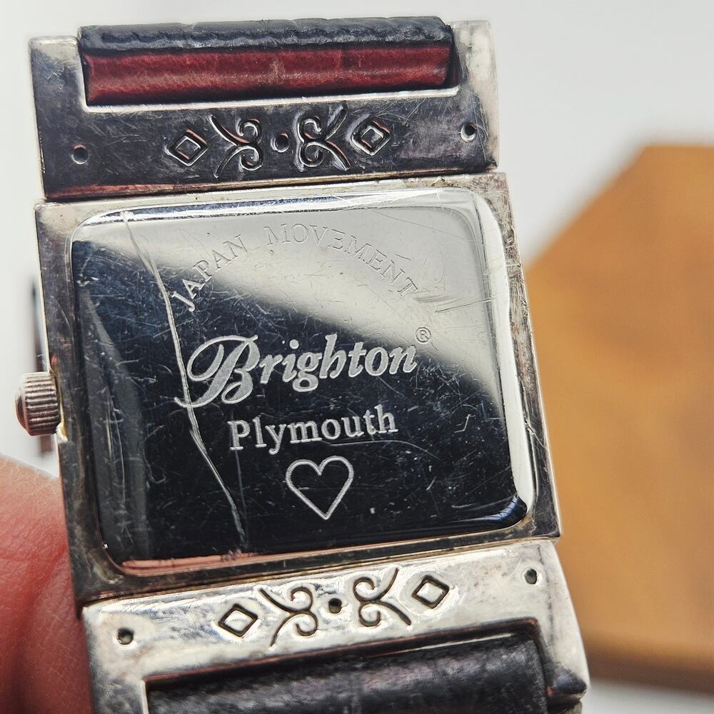 Brighton Plymouth Artsy Square Dial Watch Brown Leather Brand Bohemian Western - Picture 6 of 7